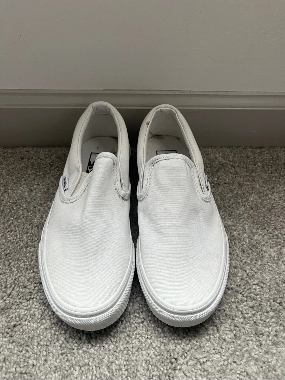 Vans White Canvas Slip-On Platform Sneakers
